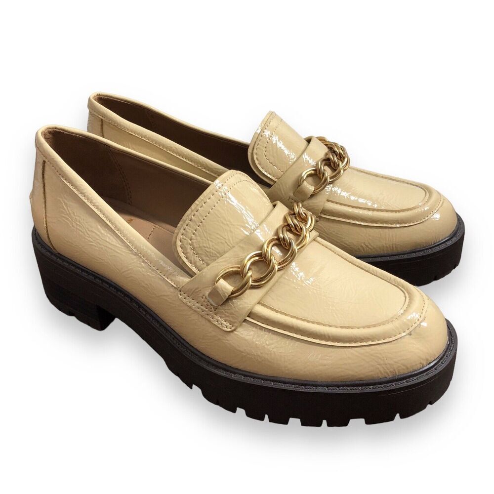 Sam‎ Edelman Taelor Size 6.5 Chunky Y2K Platform Loafer Shoes Tan Neutral Career